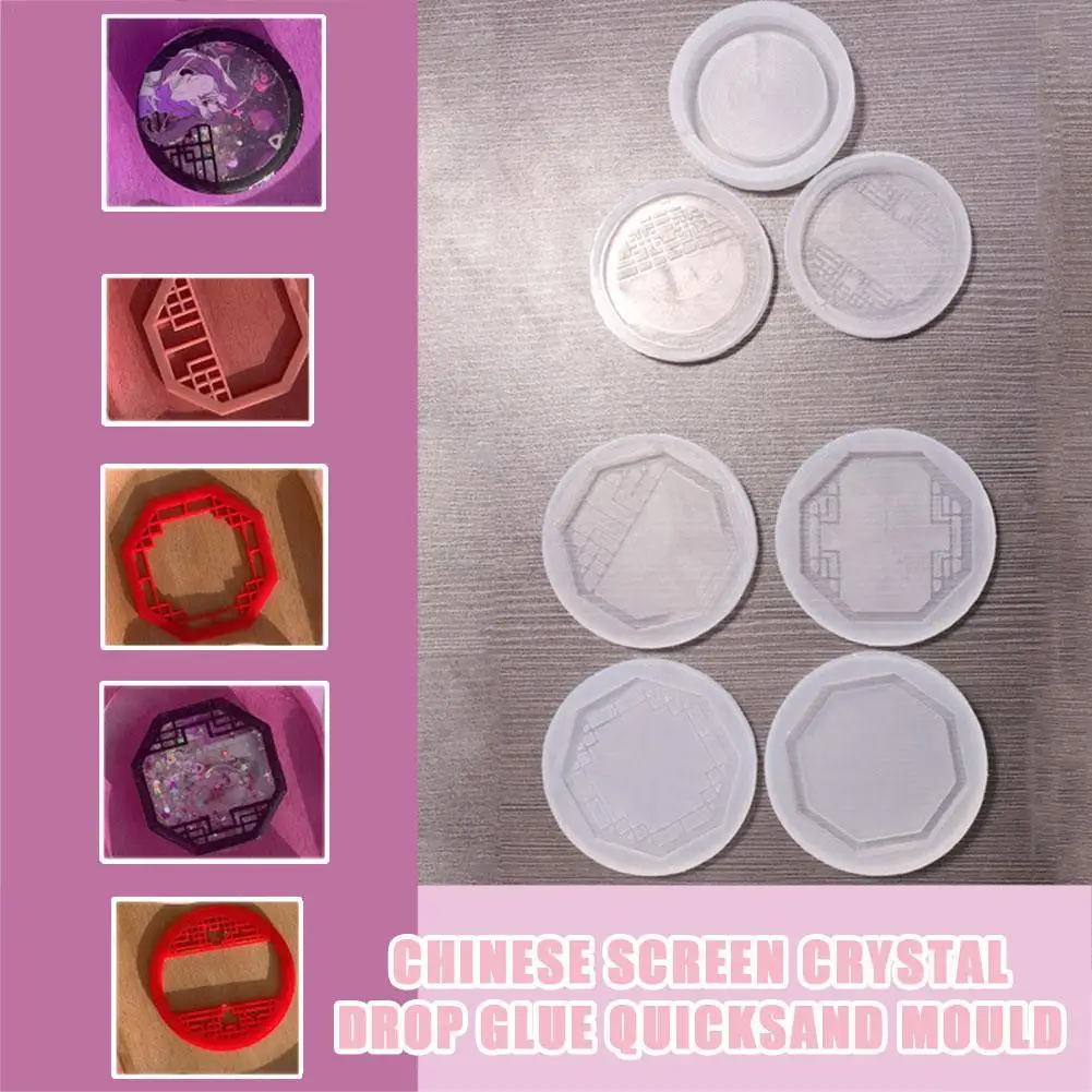

Retro Chinese Screen Mold Epoxy Resin Mold Silicone DIY Casting Mold Jewelry Keychain Mould 2022