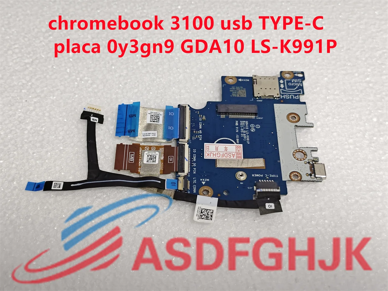 Оригинальная версия для Dell Chromebook 3100 USB-плата с портом Type-C Y3GN9 GDA10 реверсивная