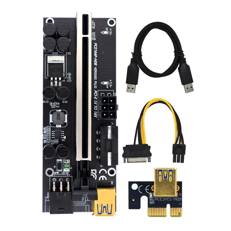 

PCIE 1X to 16X Adapter Card 009S Plus Graphics Card Extension Cable 3 Interface USB3.0 Adapter Board for BTC Miner