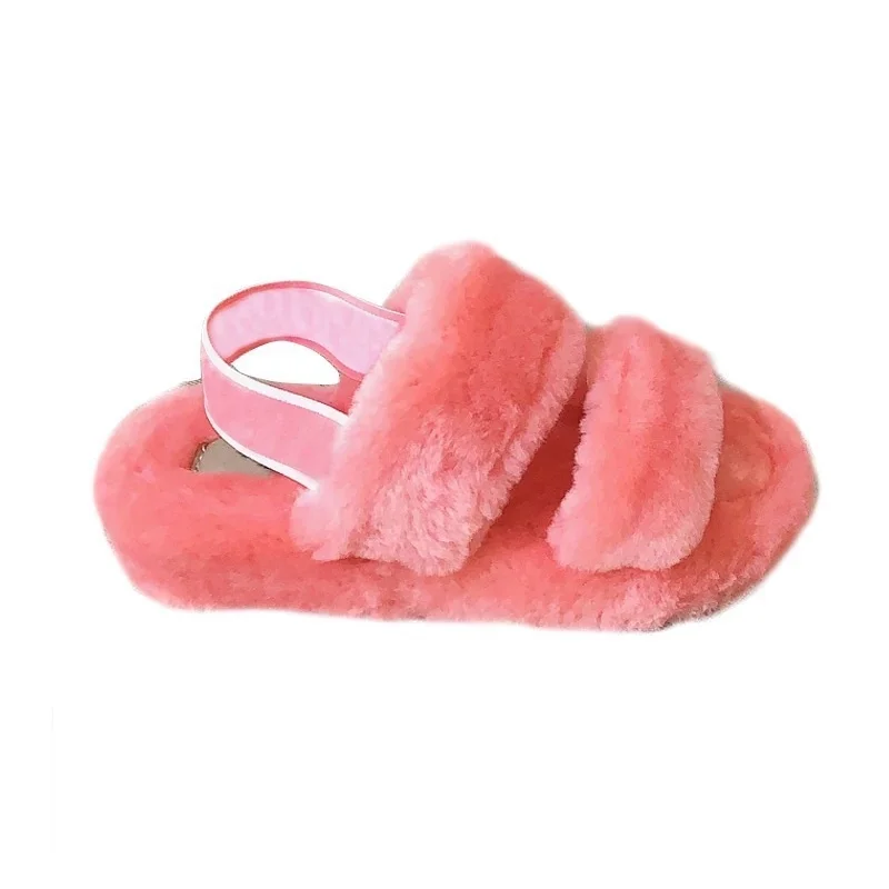 

Nieuwe Mode Winter Accessoires Platte Slippers Voor Vrouwen Schoenen Wol Bont Slides