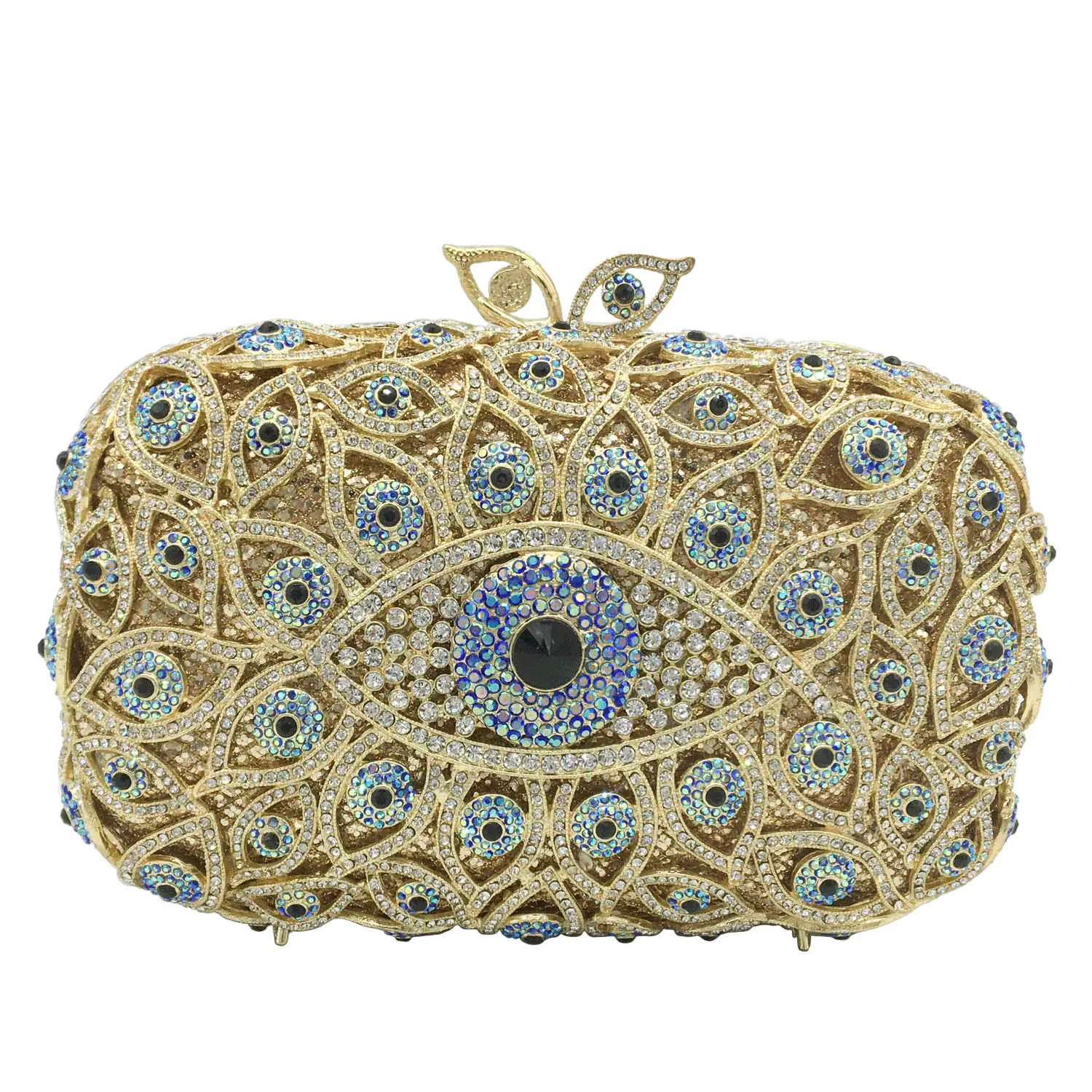 Женская сумка-клатч с кристаллами и изображением сглаза |