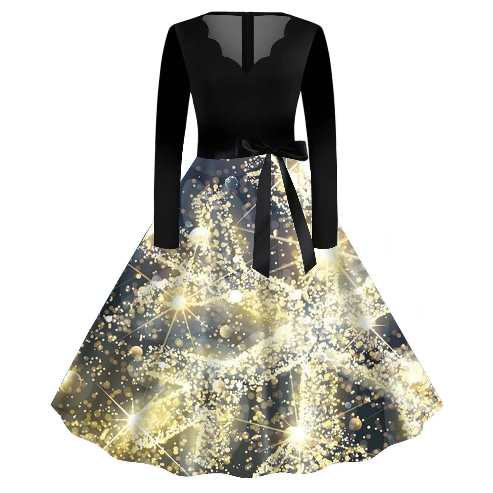 

Women Christmas Vintage Dresses Santa Snowflake Print Swing Skirt 50s A Maxi Summer Dresses for Women Proposal Dress