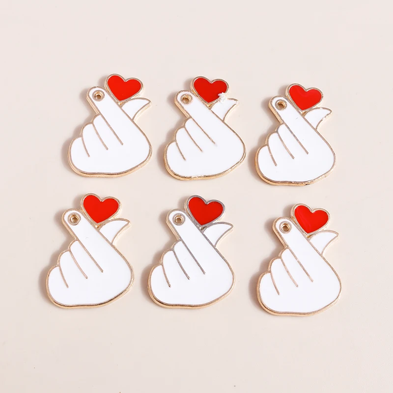 

10pcs 18x24mm Cute Enamel Love Heart Charms Pendants for DIY Necklaces Earrings Handmade Keychains Jewelry Making Accessories