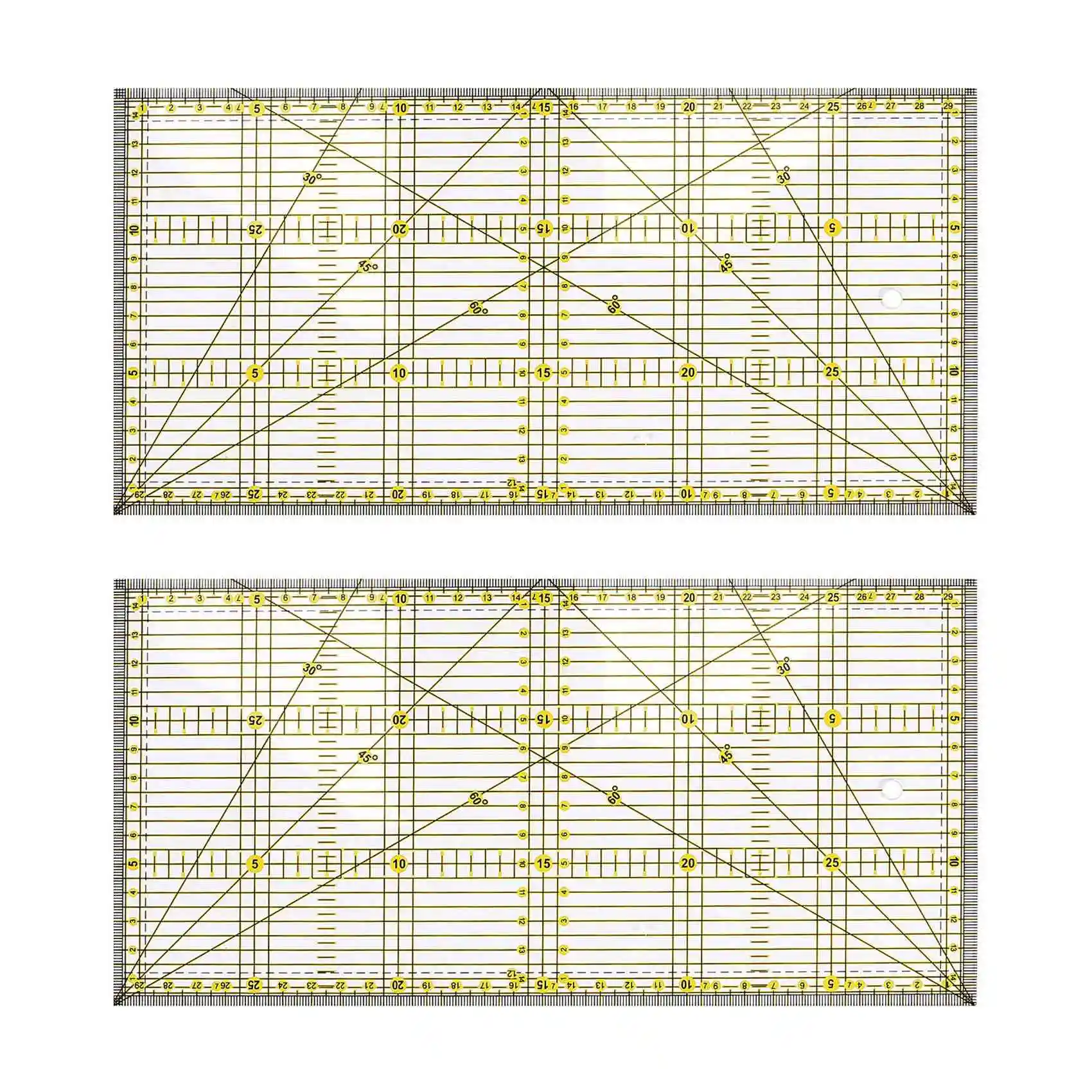 

2X Cutting Ruler Multi-Purpose Quilt Ruler DIY Garment Design Drawing Cutting Craft Ruler Sewing Mat Kits 30 x 15cm