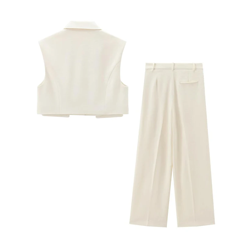 Traf Женский Осенний Модный Комплект Из 2 Предметов Прямые Брюки С Высокой Талией