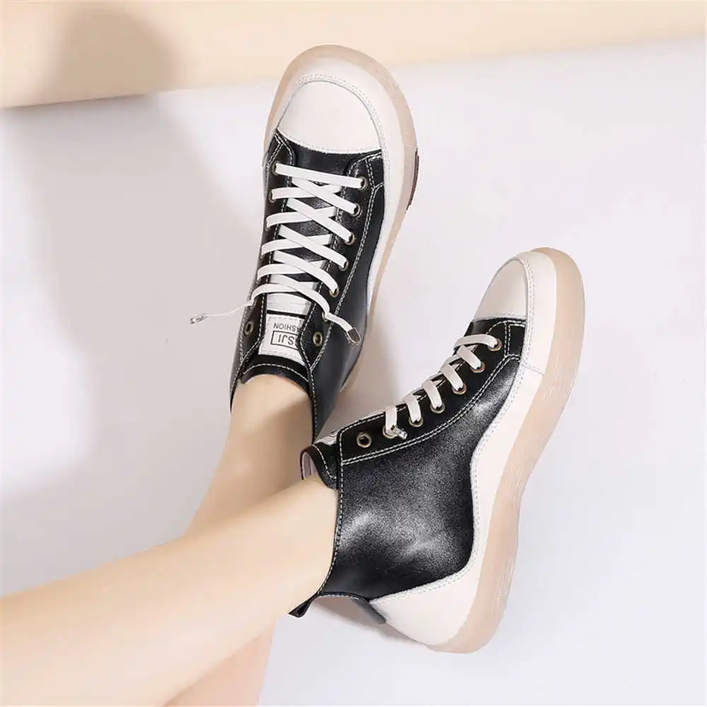 PU Leather Two Tone Adult Shoes Red High Woman Sneakers Trainer Boots Sports Entertainment Daily Seasonal New Style