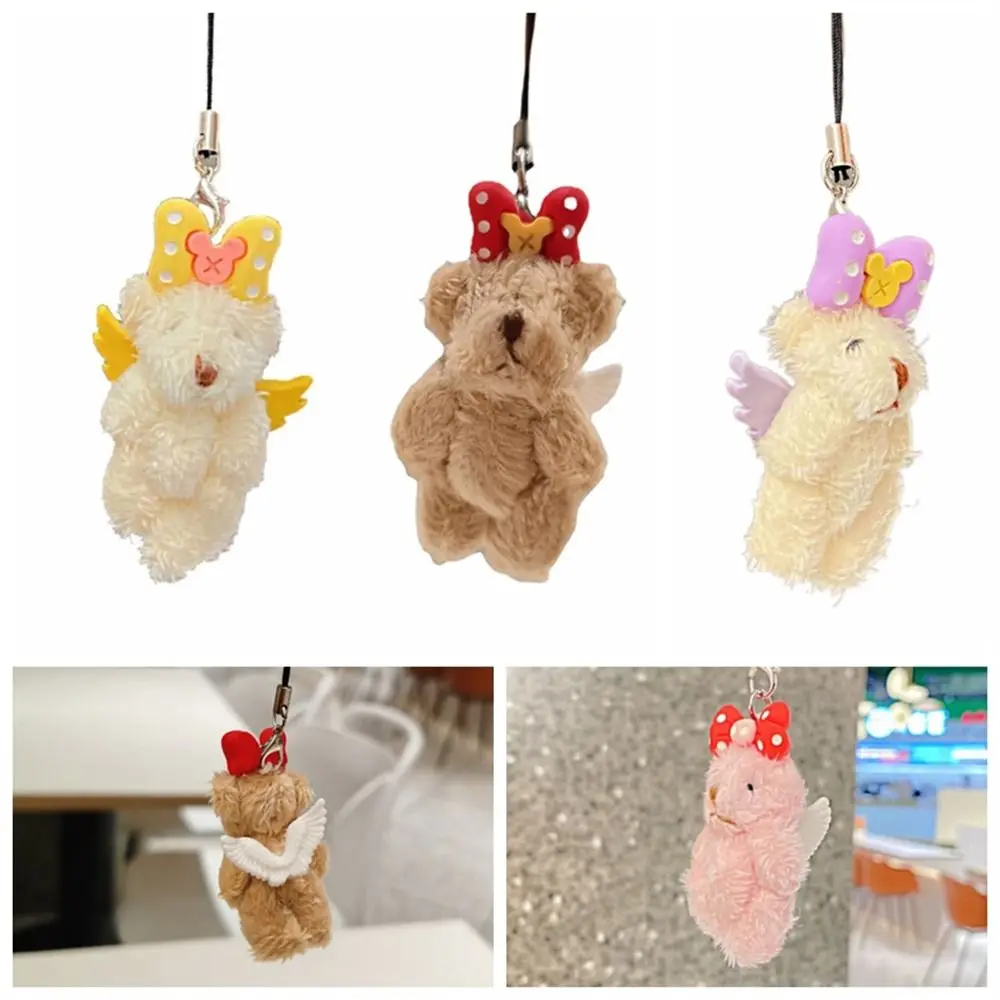 

Tiny Bear Angel Bear Keychain Creative Plush Doll Stuffed Animal Plush Phone Chain Cartoon Phone Charm Phone Lanyard Bag Charm