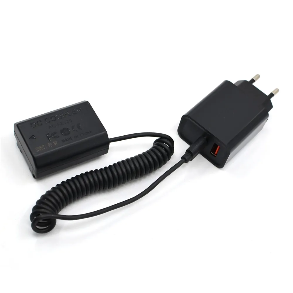 

Quick PD Charger+NP-FZ100 Dummy Battery USB C Spring Cable FZ100 DC Coupler for Sony Alpha A9R A9S A7C 7M3 FX30 A7M4/A7IV Camera