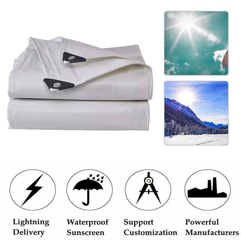 

White Thick PE Tarpaulin Rainproof Cloth Outdoor Awning Truck Canopys Home Yard Balcony Shading Sails Pet House Cover Waterproof