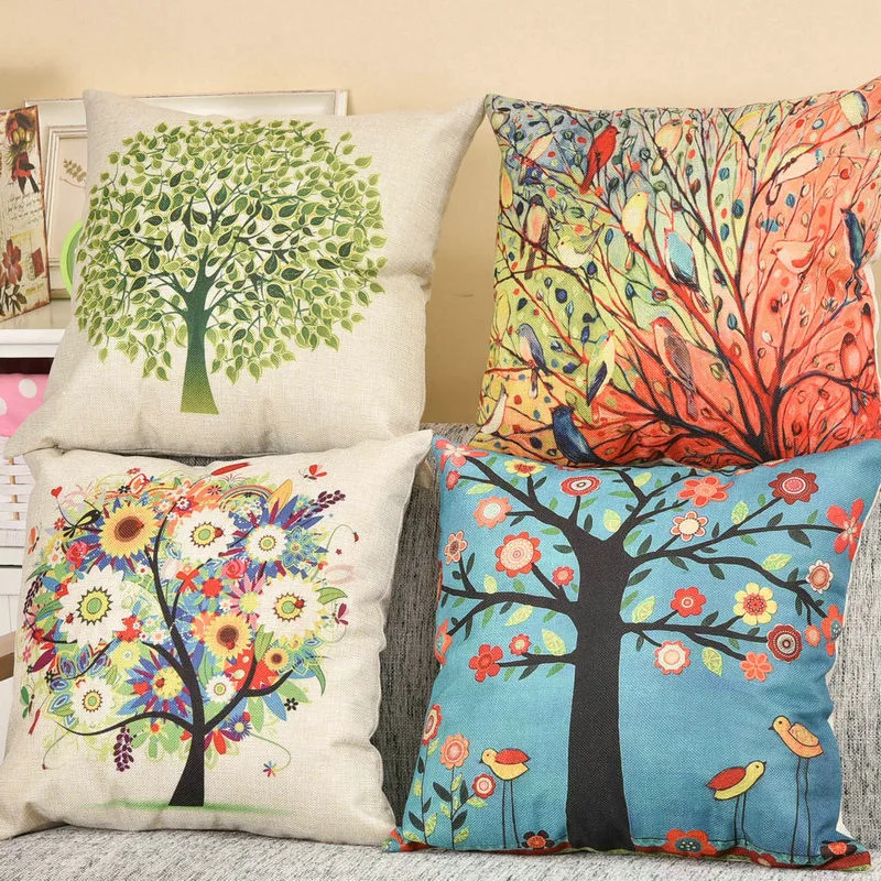 

Pillow Cover 45x45 Living Room Decoration Colorful Nordic Printed Flocking Polyester Linen Flowers Cushion Cover Monstera E0589