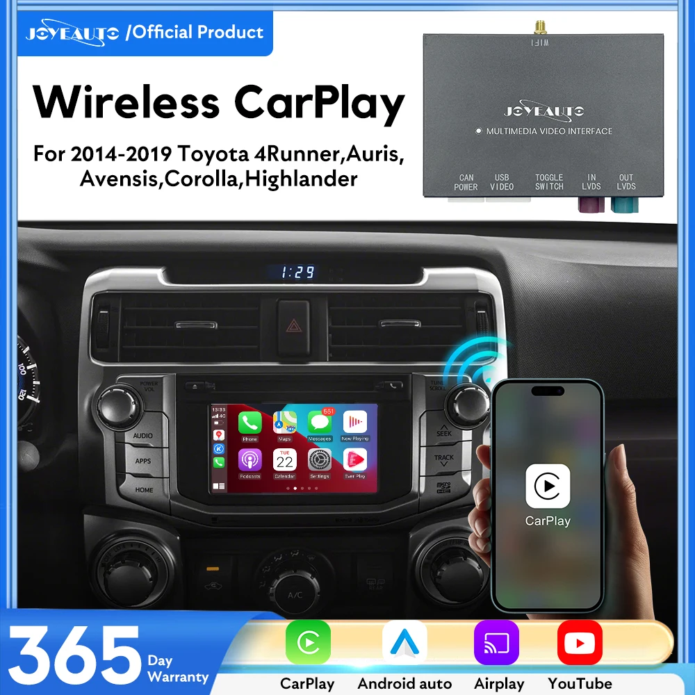 Беспроводной декодер JoyeAuto Apple CarPlay Android Auto для Toyota 2014-2019 4Runner Auris Avensis Corolla Tundra YouTube
