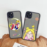 cartoon sailor moon cute girl phone case for iphone 13 12 11 pro max mini xs 8 7 plus x se 2020 xr matte transparent cover