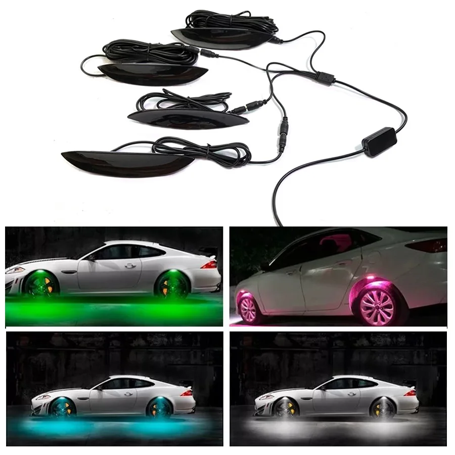 

4 шт. универсальные разноцветные атмосферные шины Wooeight для колес, декоративные лампы для Ford Mazda VW Audi BMW Nissan Toyota