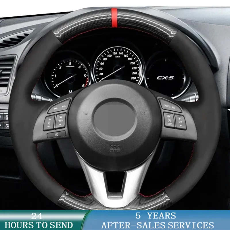 Customized Car Steering Wheel Cover Wrap Non-Slip Suede Braid For Mazda 3 Axela Mazda 6 Atenza Mazda 2 CX-3 CX3 CX-5 CX5