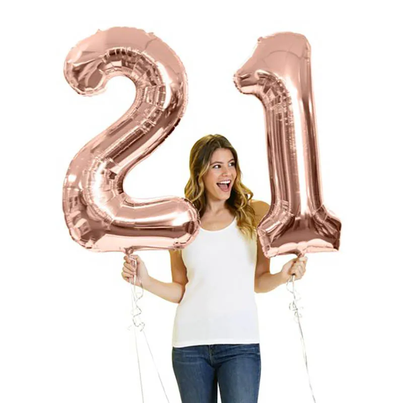 

2 шт. 40 дюймов цвета розового золота с днем рождения Цифровой шар 16/18/21/30 лет Стразы образуют цифру «алюминиевой фольги вечерние декоративный...