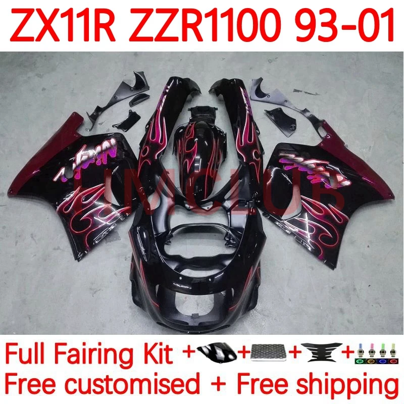 

ZX-11R For KAWASAKI NINJA ZX 11R ZX11 R ZZR1100 red flames ZX11R 1993 1994 1995 1996 ZZR 1100 97 98 99 00 01 Fairings 74No.97