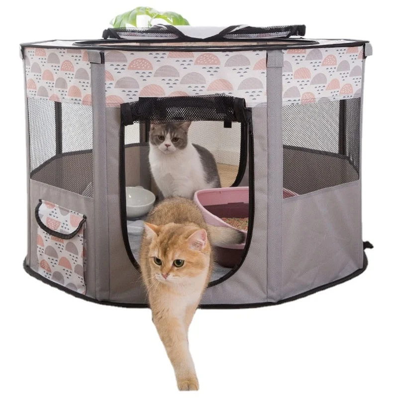 

Foldable camping outdoor cat and dog house portable breathable tent round pet production box maternity supplies dog bed fence