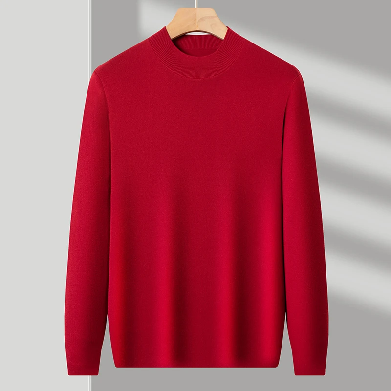 Мужские повседневные топы из овечьей шерсти с ложным воротником и длинным