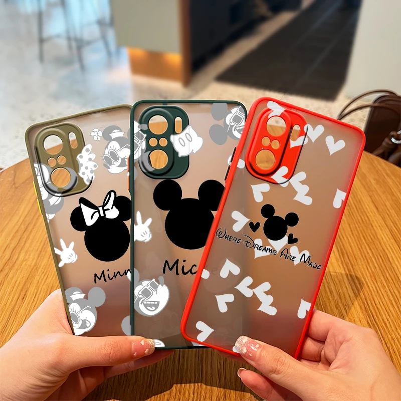 

Mickey Minnie Art Disney For Xiaomi Redmi Note 11 10 10S 9T 9S 9 8 Pro 5G 7 6 5 5A Prime Frosted Translucent Soft Phone Case