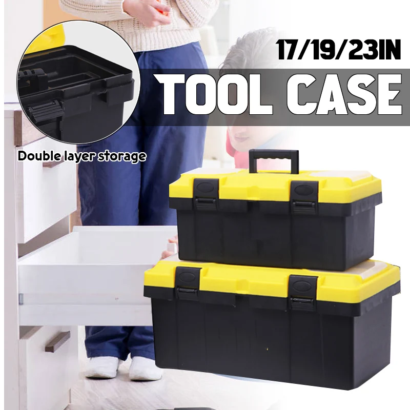 

Portale ToolBox 17/19/23in Double Layer Large Tool Box Professional Electrician Tool Boxes Home Repair ToolBox Organizer