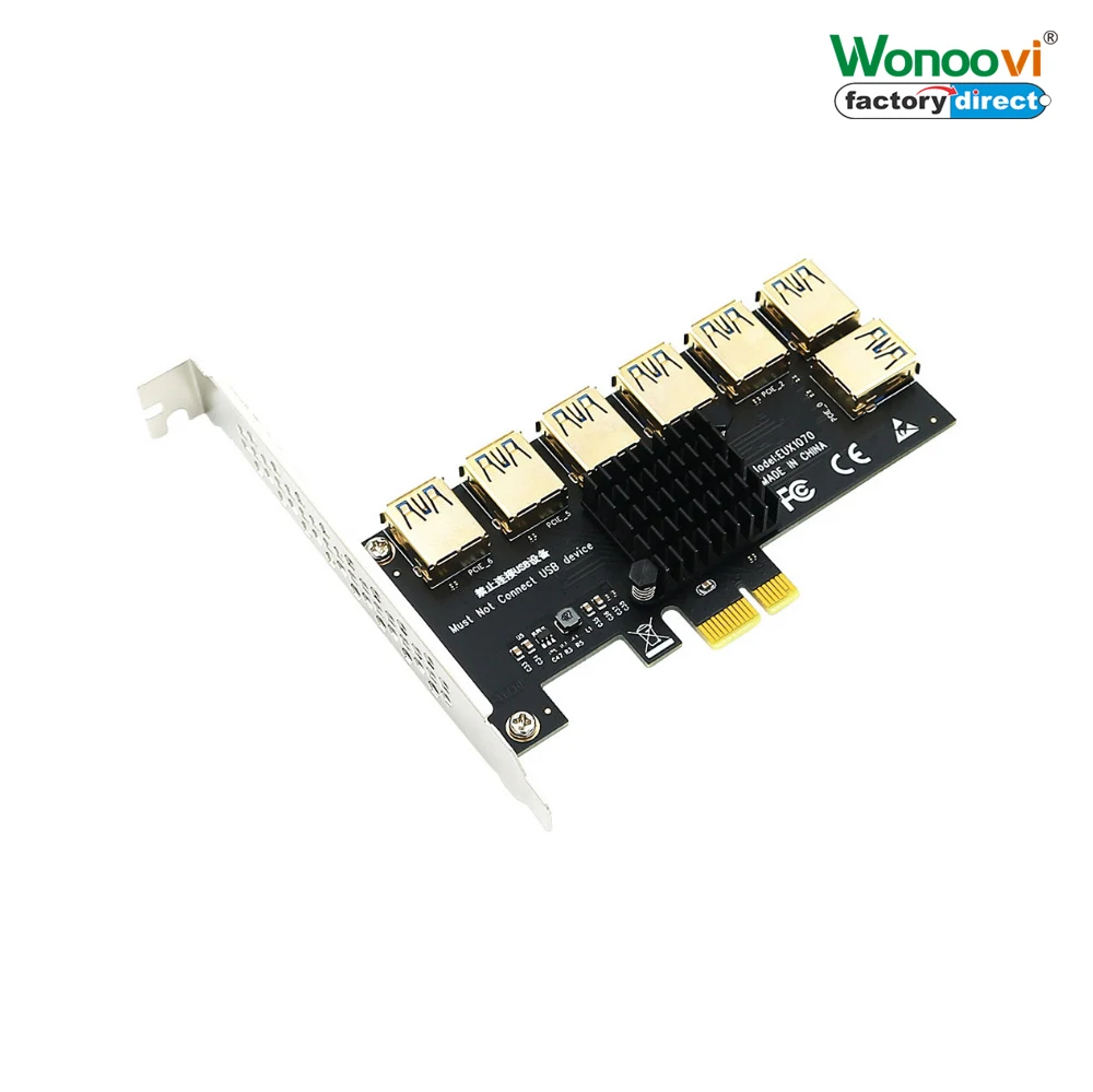 

WONOOVI PCIE 1 To 7 PCI Express Multiplier PCIE Riser 16X PCI Multiplier Express X16 USB 3.0 Bitcoin Miner Riser For Video Card