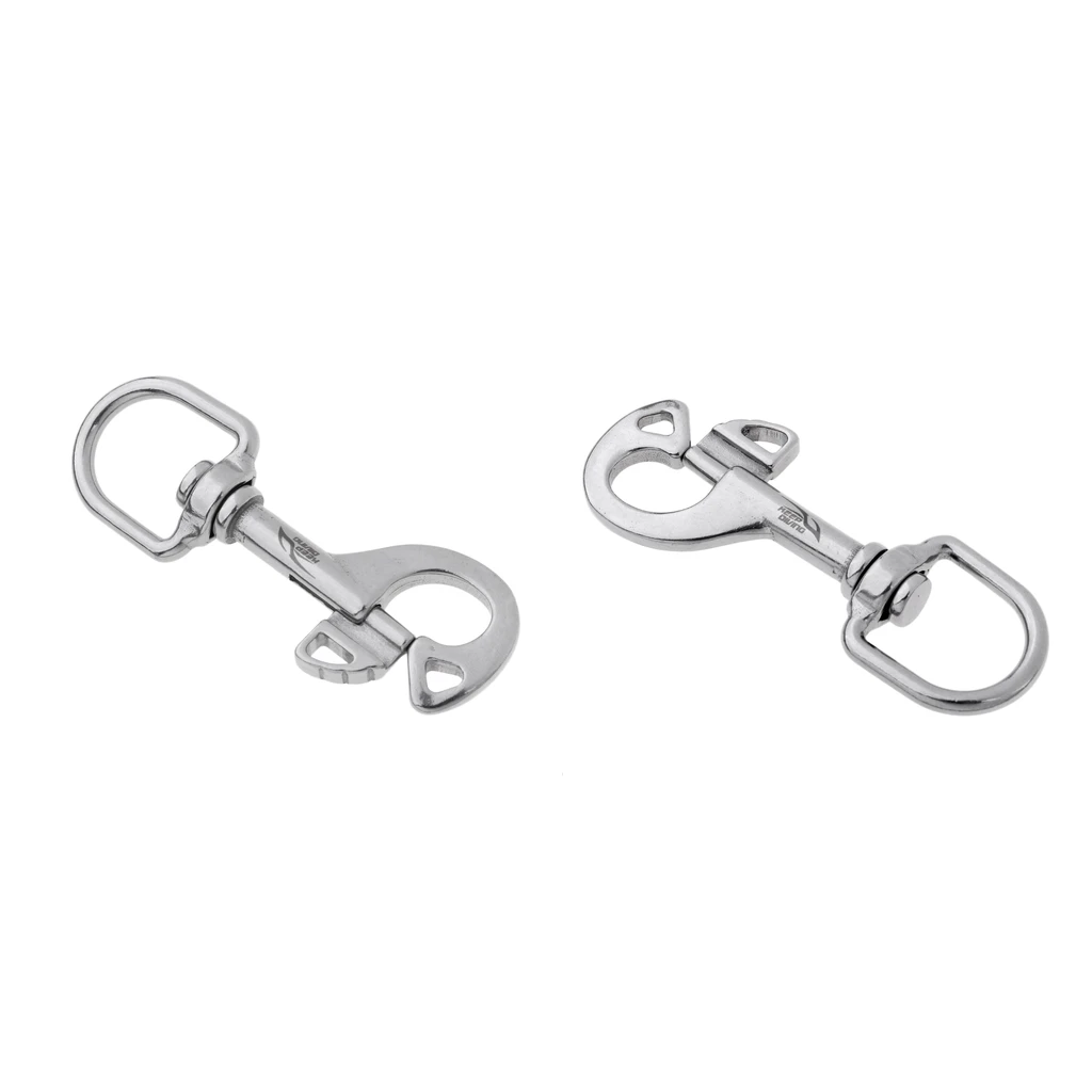 

2x Scuba Diving Stainless Steel Swivel Eye Carabiner Clip Marine Boat