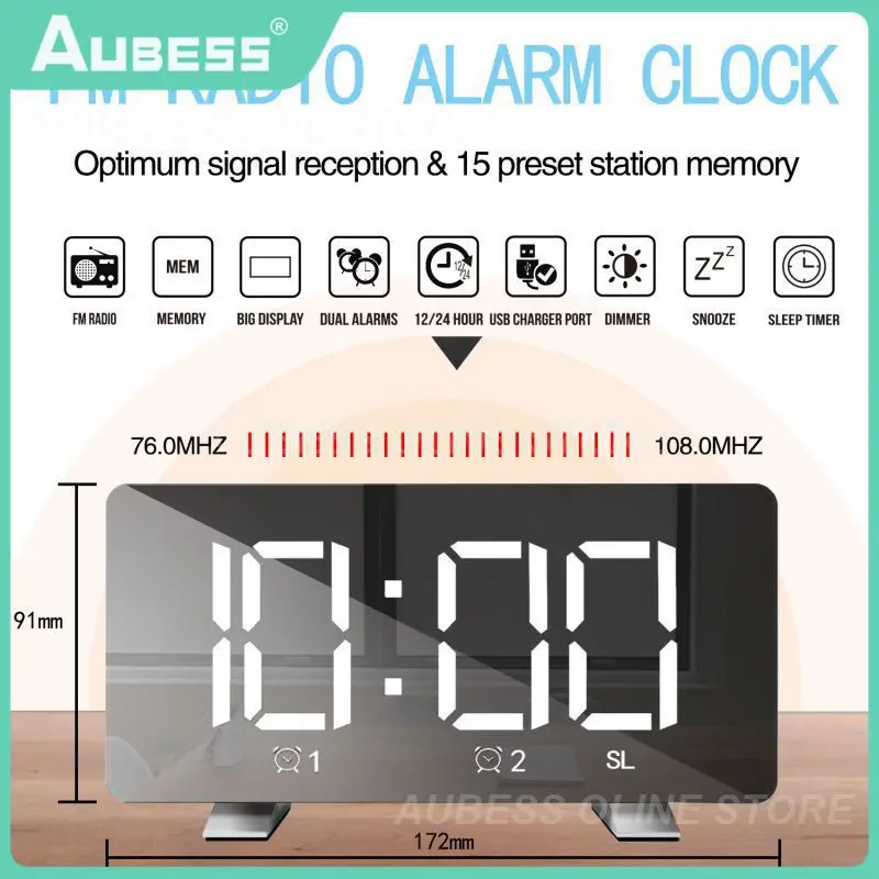 

Беспроводные пластиковые настольные цифровые часы с двумя будильниками и Usb-зарядкой, высокое качество, электронные часы с повтором сигнал...