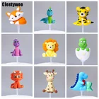 Тема динозавра, подставка для торта, Лев, слон, капкейк, Топпер, украшение для дня рождения в джунглях, сафари, вечеринка с животными