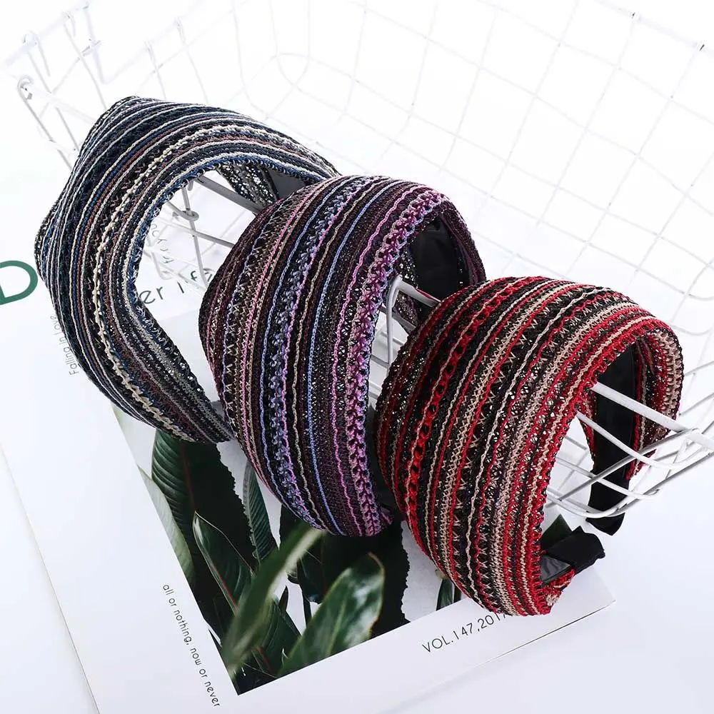 

Vintage Simple Mesh Headdress Colorful Wash Face Korean Style Hair Hoop Hair Accessories Women Hair Band Wide Edge Headband