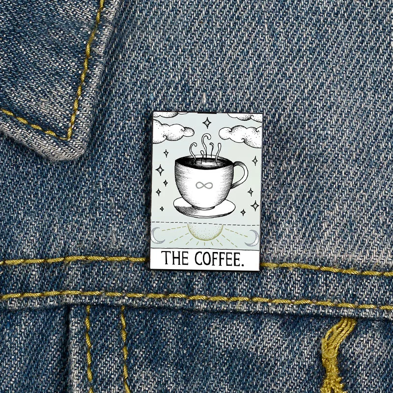 

Fashion The Coffee Printed Pin Custom Funny vintage Brooches Shirt Lapel teacher Bag Cute Badge Cartoon pins for Lover Girl