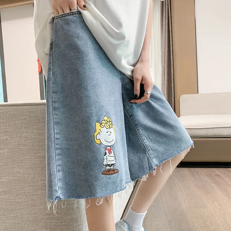 Summer Baggy Blue Denim Long Shorts Women Cargo Bermuda High Waist Wide Shorts Jeans Y2K Summer New Cute Ladies Big Size Shorts