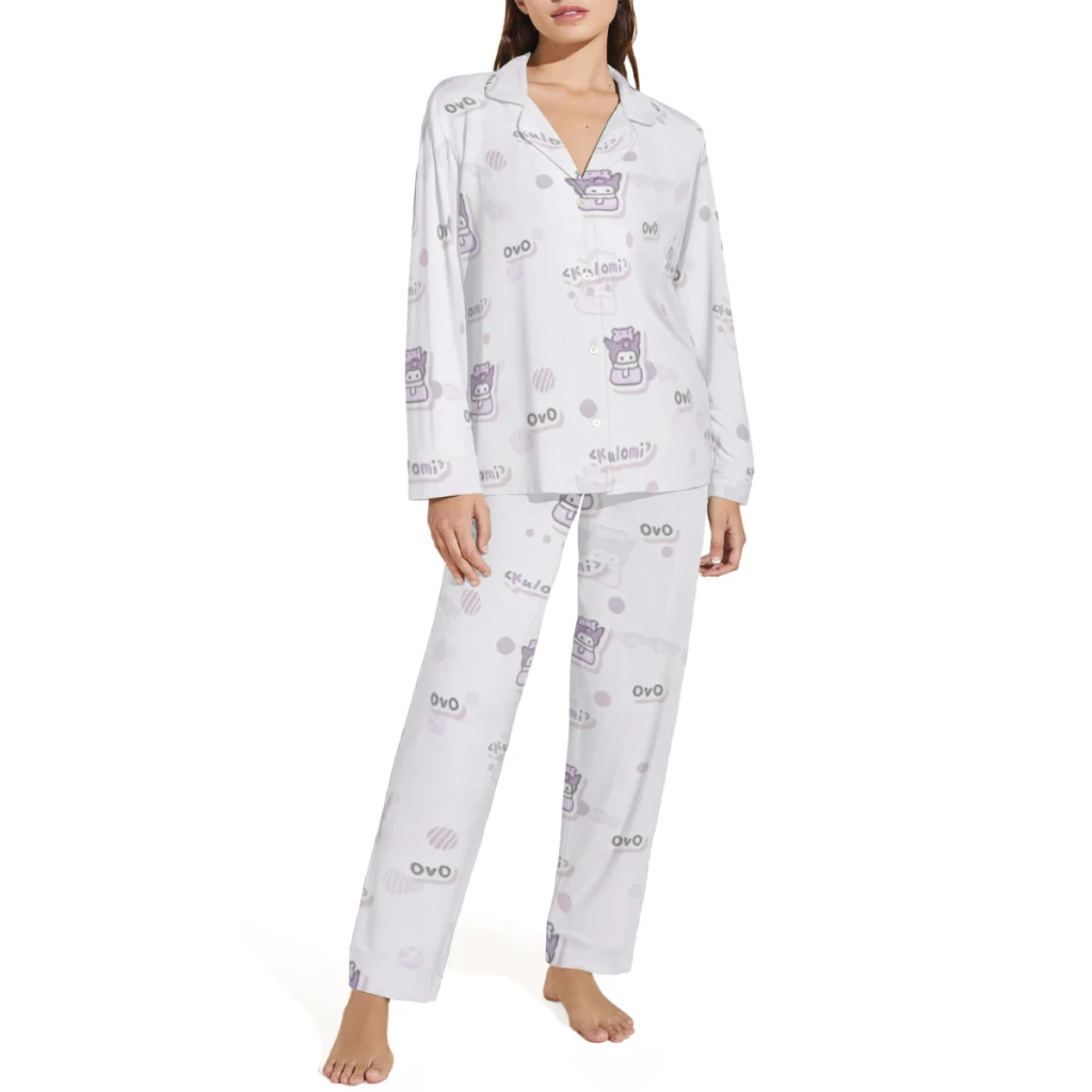 Хлопковый пижамный комплект Sanrio Kurome для мужчин и женщин повседневная пижама с