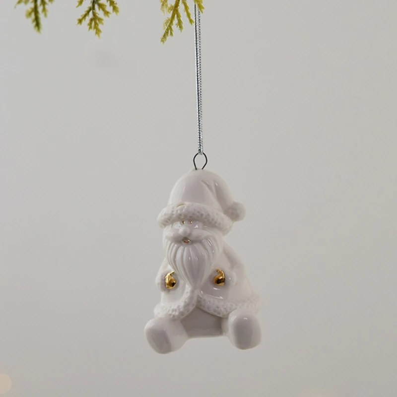 Декоративное белое керамическое рождественское тематическое украшение для