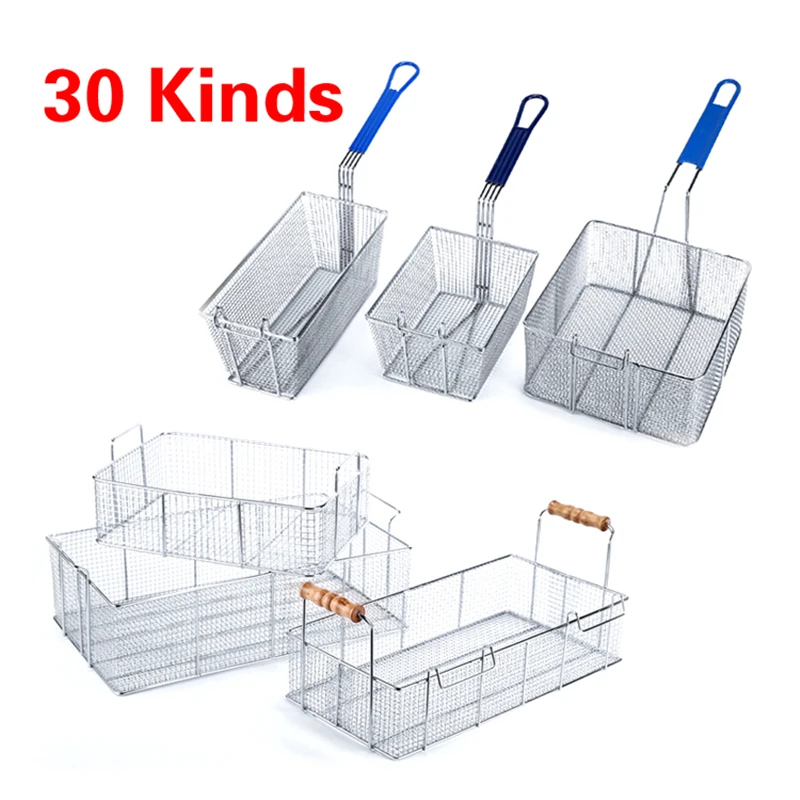 

30 kinds Fryer Basket Screen French Fries Frame Square Filter Net Encrypt Colander Strainer Shaped Frying Stainless Steel Meshed