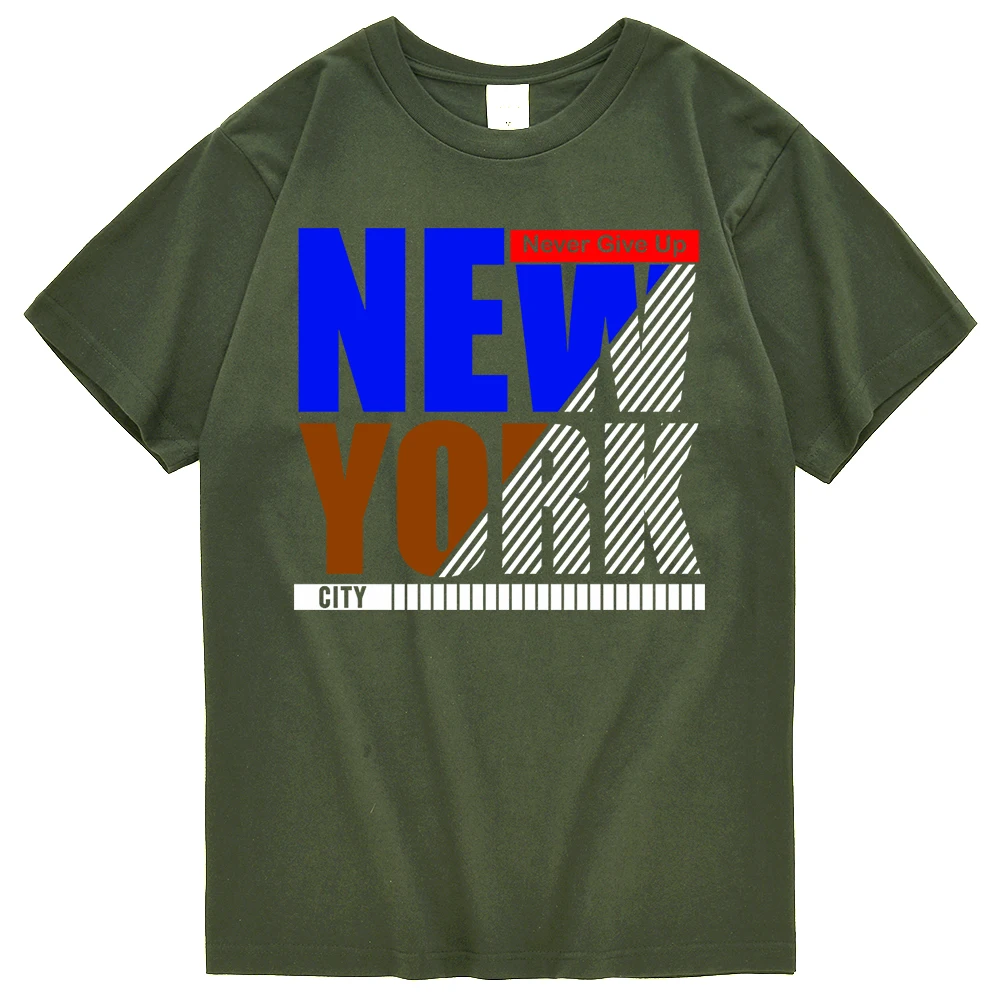 

Never Give Up New York City Street Hip Hop Print Mens T Shirt Fit Soft Top Basics Cool T-Shirts Unisex Sport Men'S Short Tees