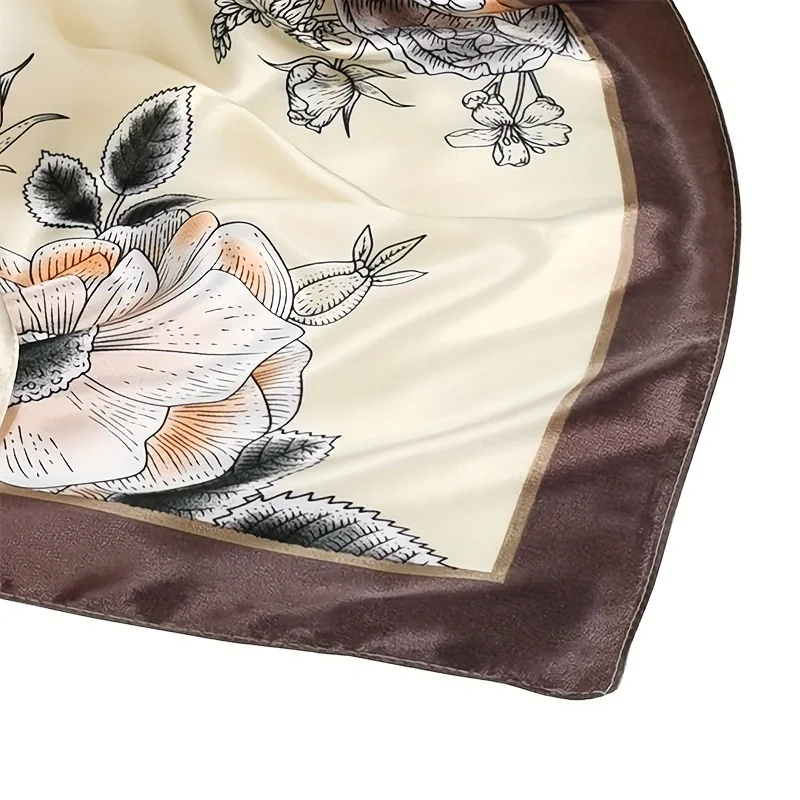 Большой Квадратный Шелковый Шарф 90 См Женский Элегантный Двухцветный Узор Пиона