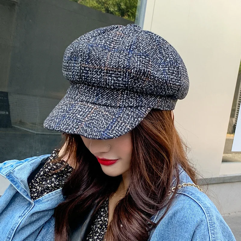 

Autumn Winter Hats for Women Solid Plain Octagonal Newsboy Cap Men Ladies Casual Wool Hat Winter Beret Women Painter Cap