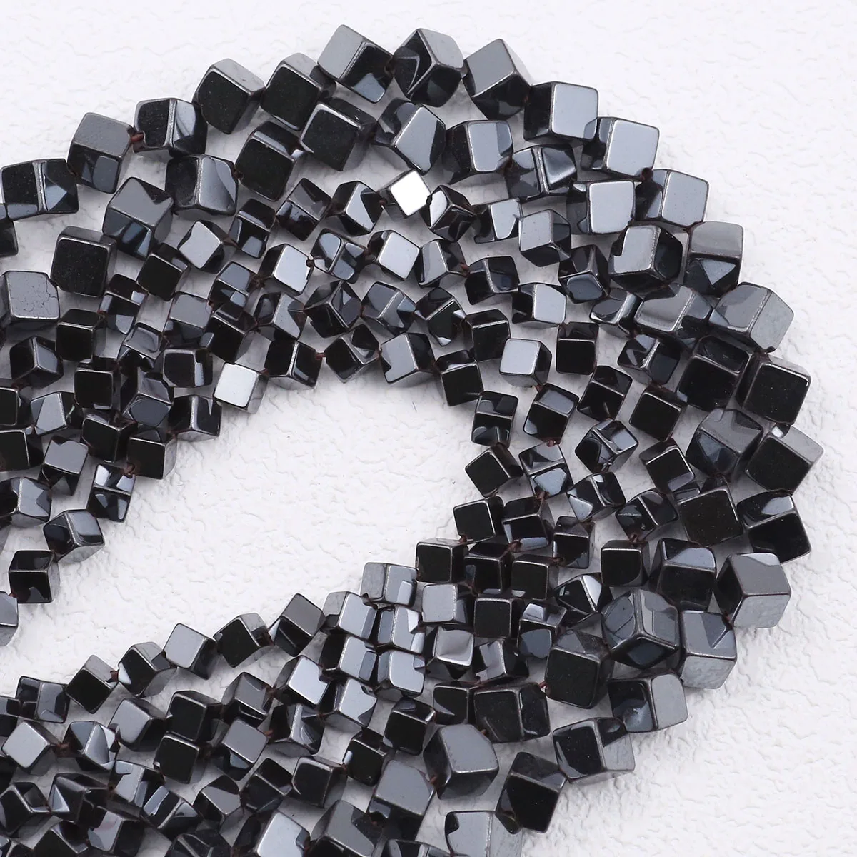 4/6MM Диагональный Куб Квадратный Черный Природный Гематит Камень Свободные