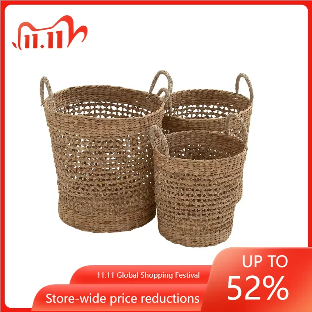 

Плетеная корзина для хранения прибрежных коричневых морских водорослей, набор из 3 дюймов 21 дюйм, 18 дюймов, 16 дюймов H