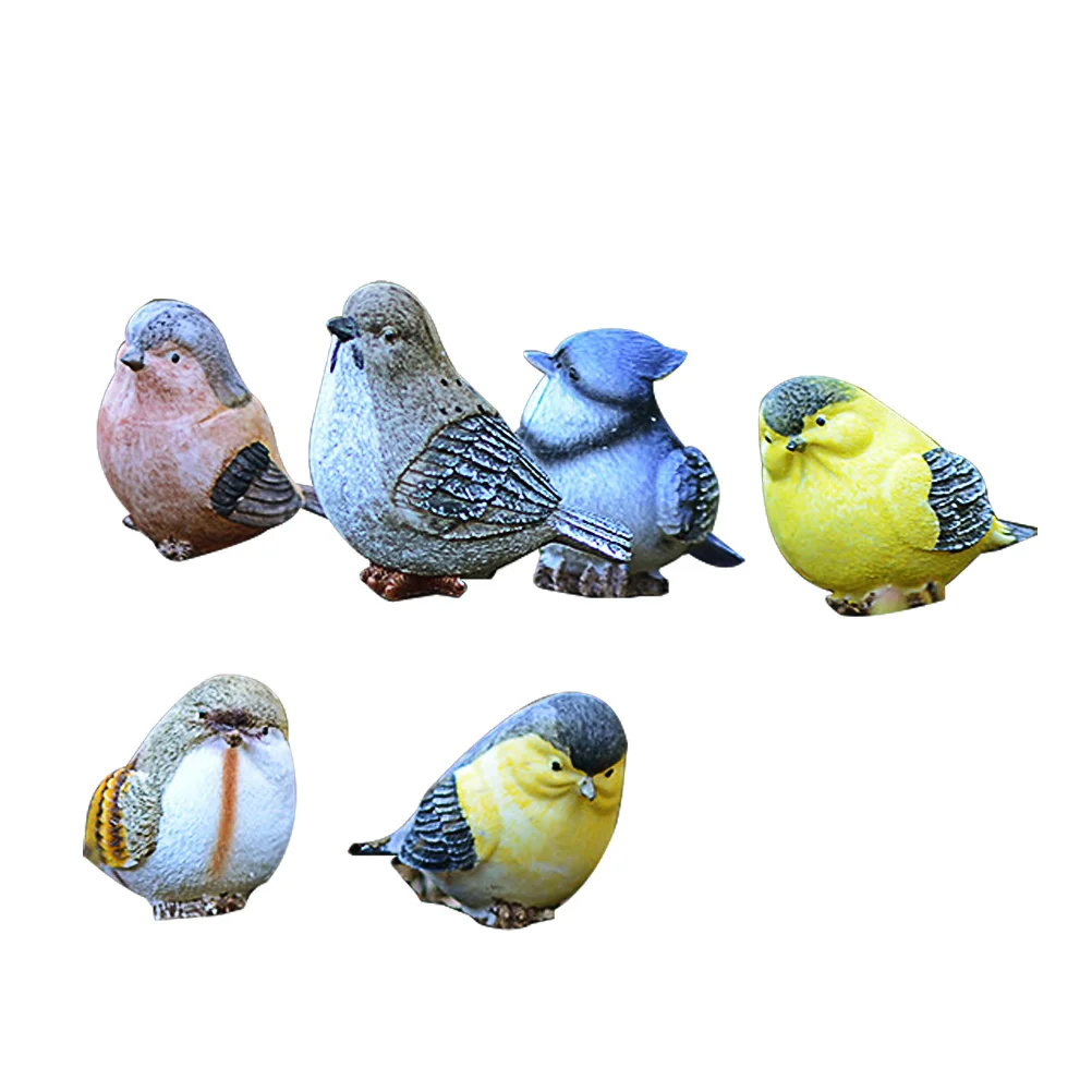 

6pcs Vivid Resin Magpie Decor Shooting Garden Magpie Decorations (Mixed Style)