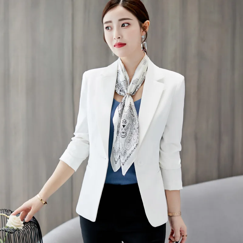 Women Chic Office Lady Double Breasted Blazer Vintage Coat Fashion Notched Collar Long Sleeve Ladies Outerwear Stylish Tops images - 6