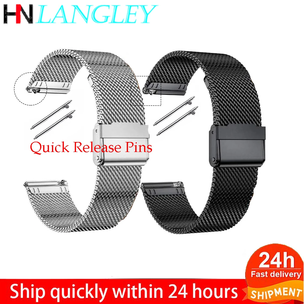 

Milanese Loop 18/20/22/ 24mm Watch Band for Samsung Galaxy Watch 42mm 46mm Active 2 40mm 44mm Quick Release Mesh Woven Strap