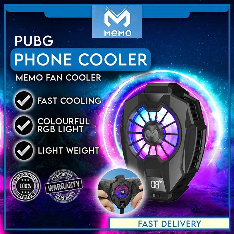 

MEMO Mobile Phone Cooler DL05 Game Cooling Fan with Temperature Display Radiator Cool Heat Sink For PUBG Smart Phones Tablets