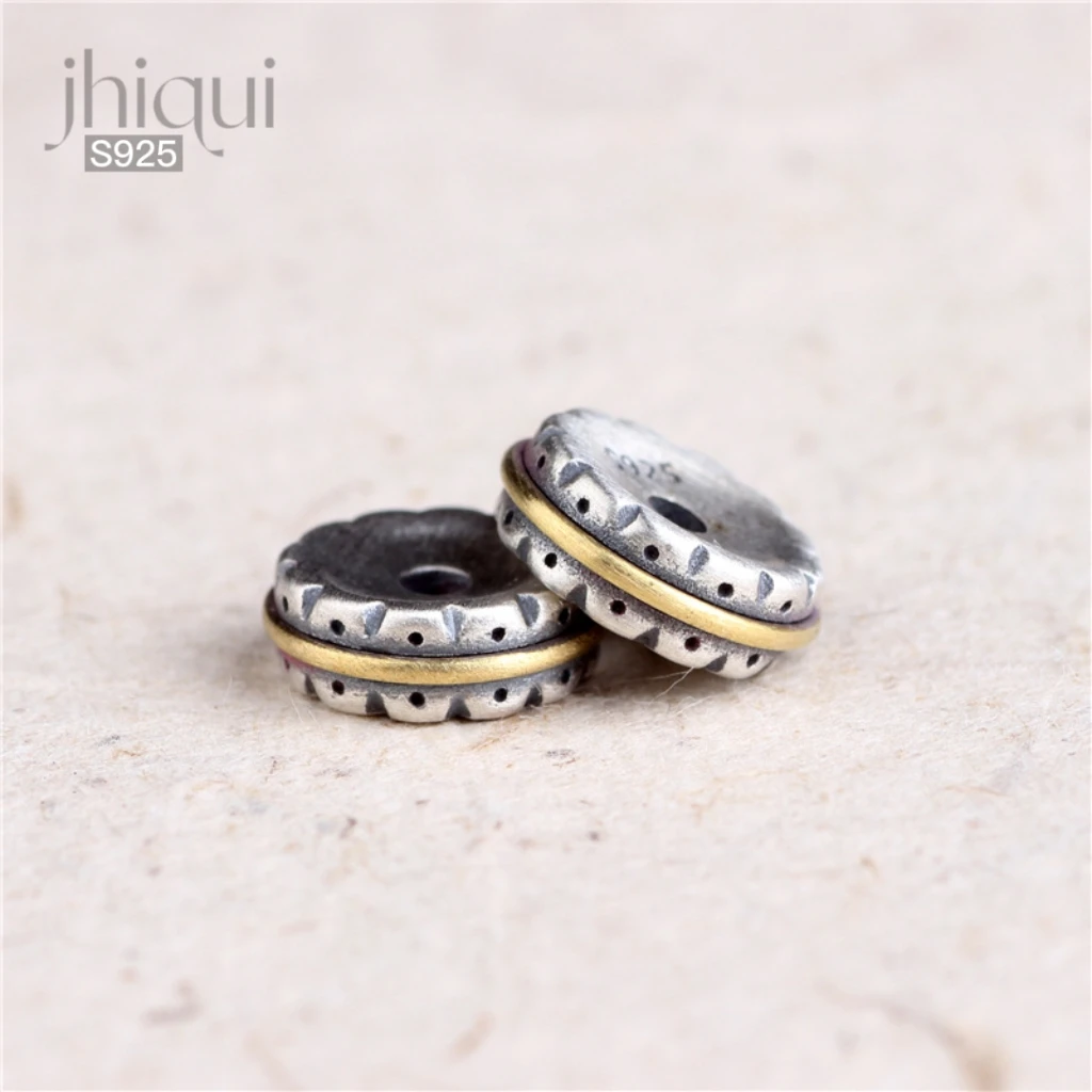 

1PC 925 Sterling Silver Gear Wheel Shape Spacer Charm Beads for DIY Bracelet Making Fine Jewelry