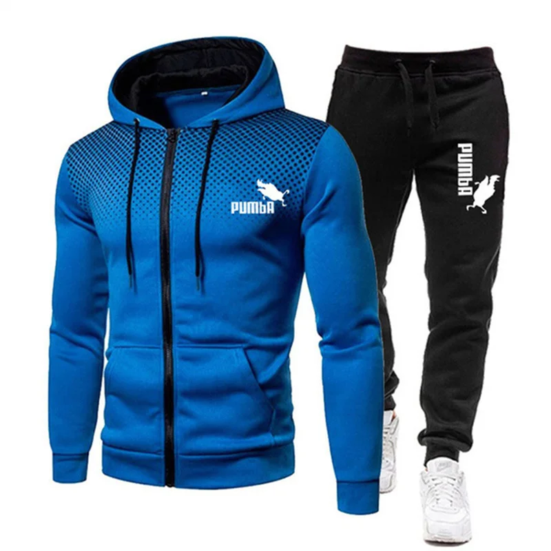 2023 Spring Autumn New Brand Sports Printed Hoodie+sweatpants Set Men Luxury Fleece Zip Casual Designer Sportswear Men's Suits