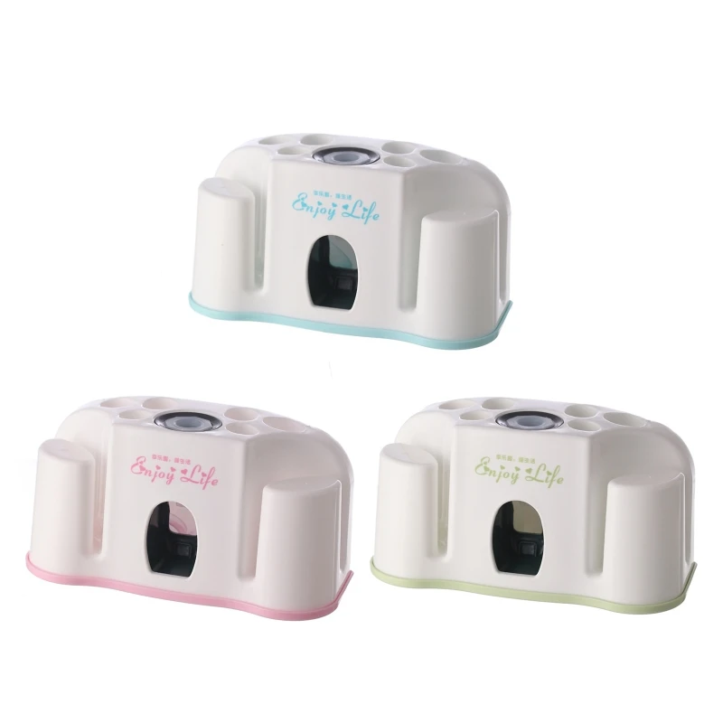 

27RE Automatic Toothpaste Dispenser Squeezer with Toothbrush Holder Wall Mounted Storage Rack Organizer