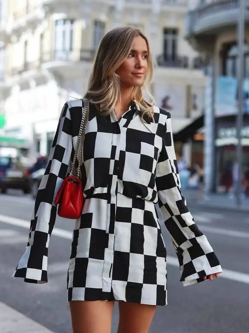 

Trendeez Elegant and Trendy Plaid Button Mini Shirt Dress