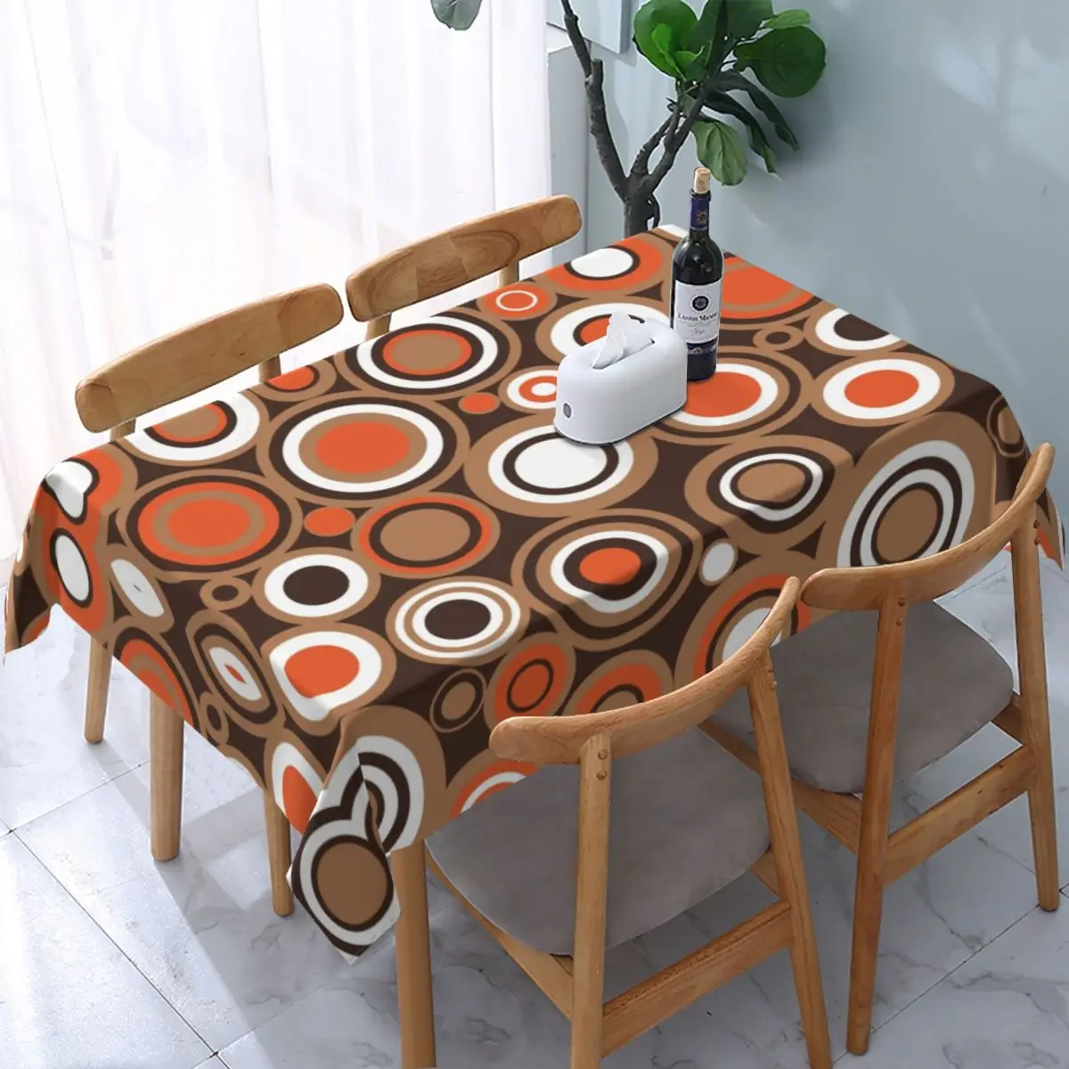 Geometric Table Cloth Backed Edge Tablecloth For Dining