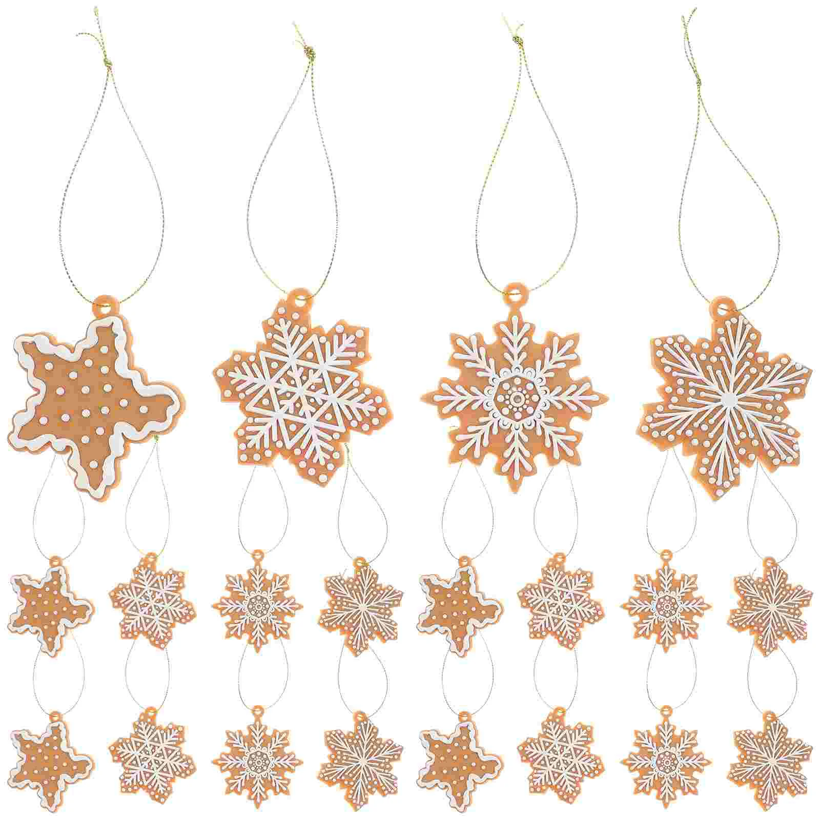 

Snowflake Pendant Gingerbread Snowflakes Hanging Ornament Xmas Tree Light House Decorations Home