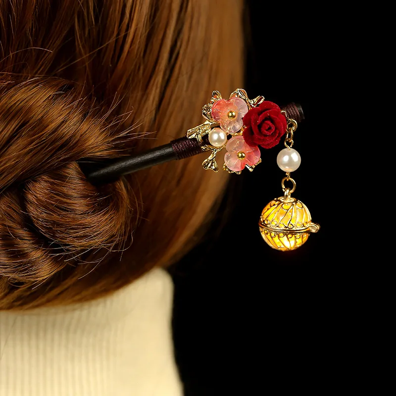 

LED hairpin Vintage Flower Luminous Lantern Hairpin Chinese Style Hanfu Hair Stick Glow Pendant Hairpin Hanfu Hair Accessories